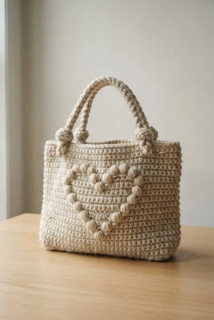 Puff Stitch Heart Bag — coquette crochet bag style outfit