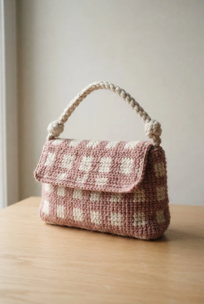 Gingham Checkered Handbag — coquette crochet bag style outfit