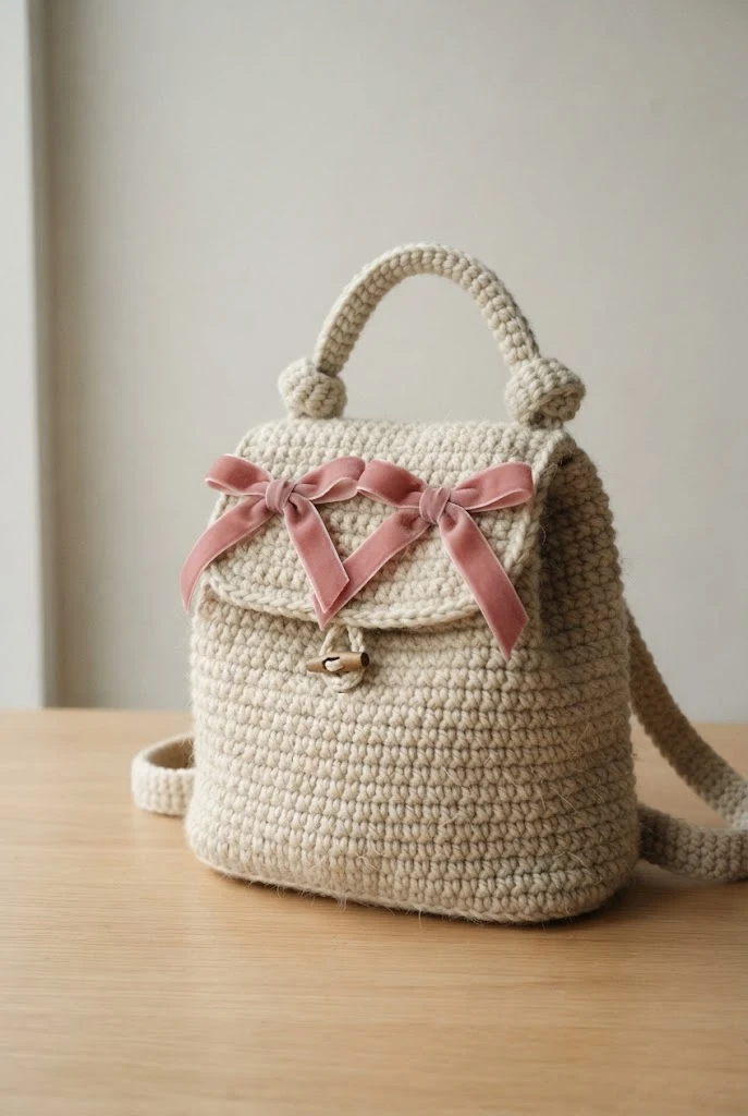 Bow-Tied Mini Backpack — coquette crochet bag style outfit