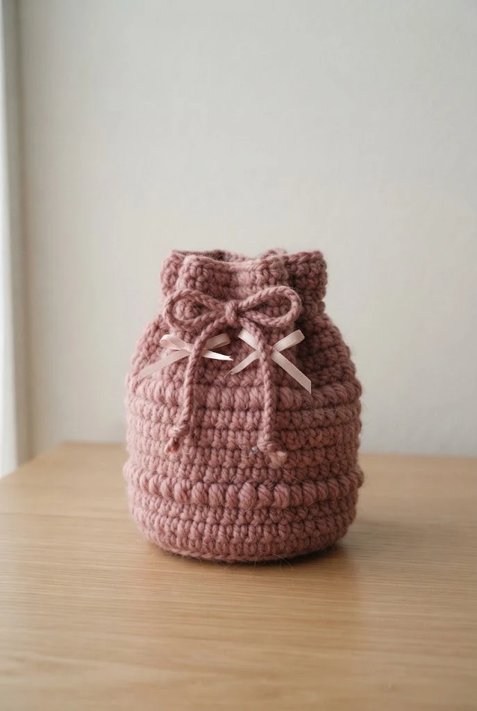 Bow-Embellished Drawstring Pouch — coquette crochet bag style outfit