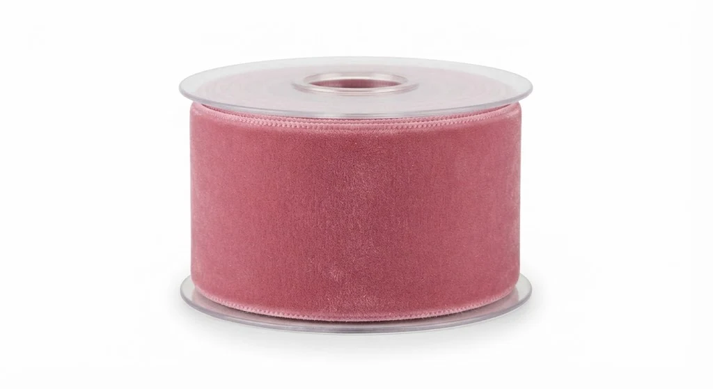 Darnel Velvet Ribbon Roll 3/8 Inch Wide 25 Yards Dusty Pink