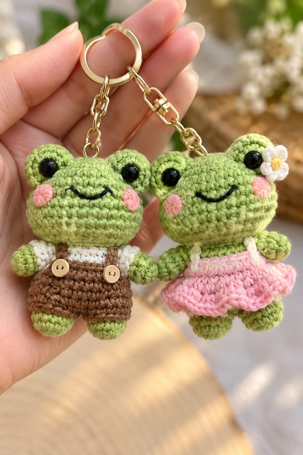 Matching Frog Couple Keychains — couple crochet keychain style outfit