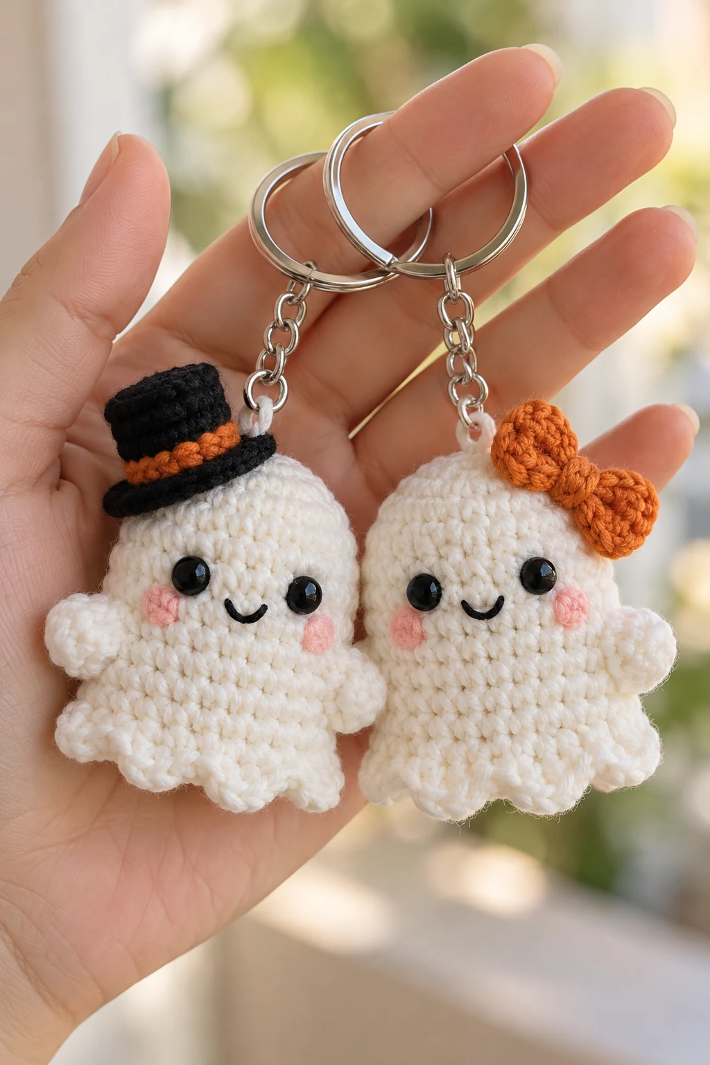 Matching Ghost Couple Crochet Keychain — couple crochet keychain style outfit