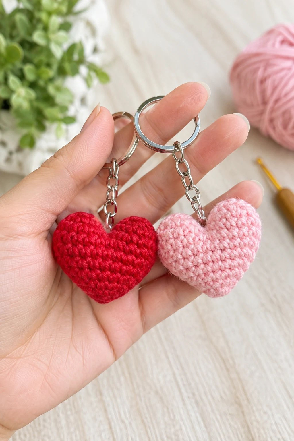 Matching Crochet Heart Keychains — couple keychain crochet ideas style outfit