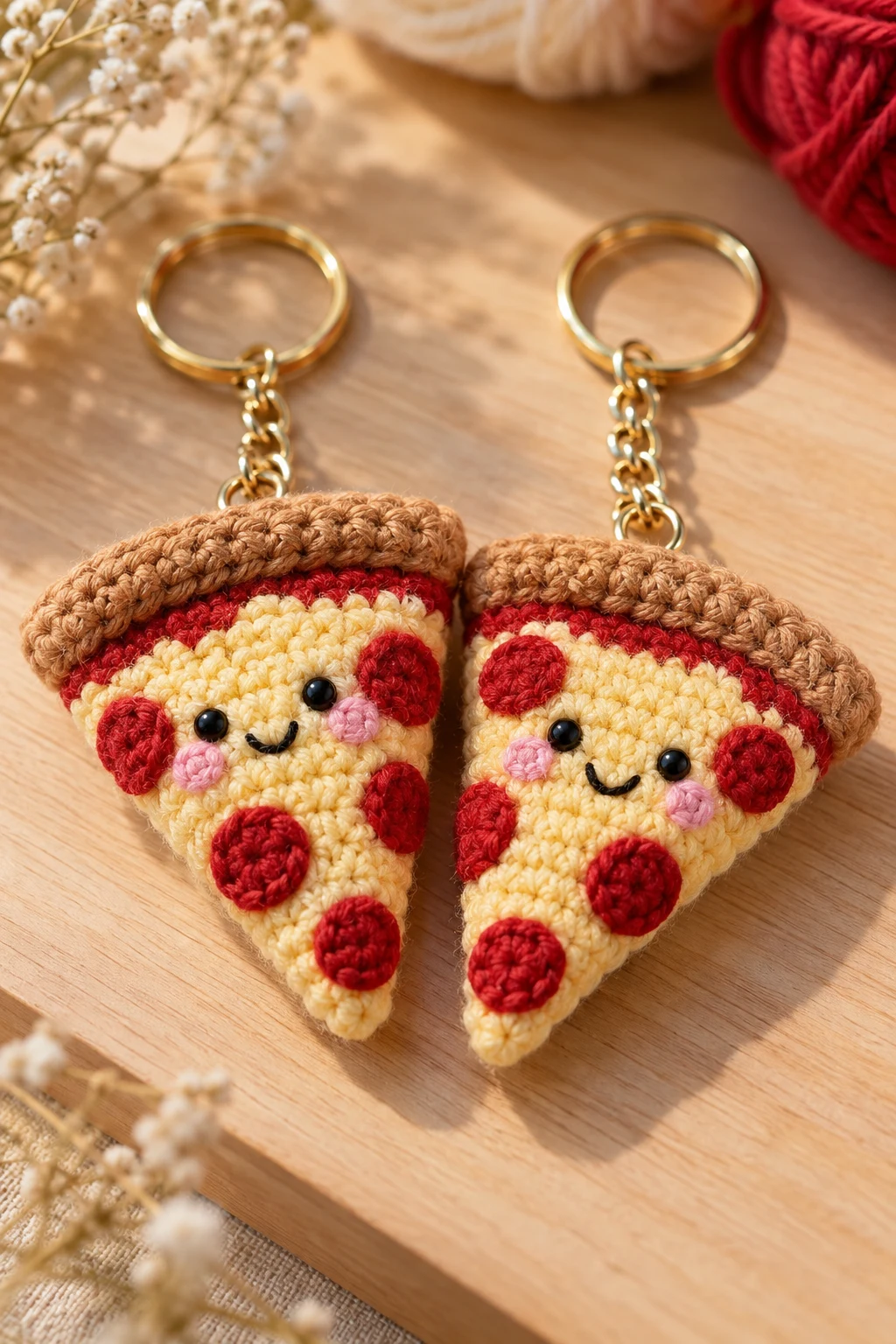 Crochet Pizza Slice Couple Keychains — couple keychain crochet ideas style outfit