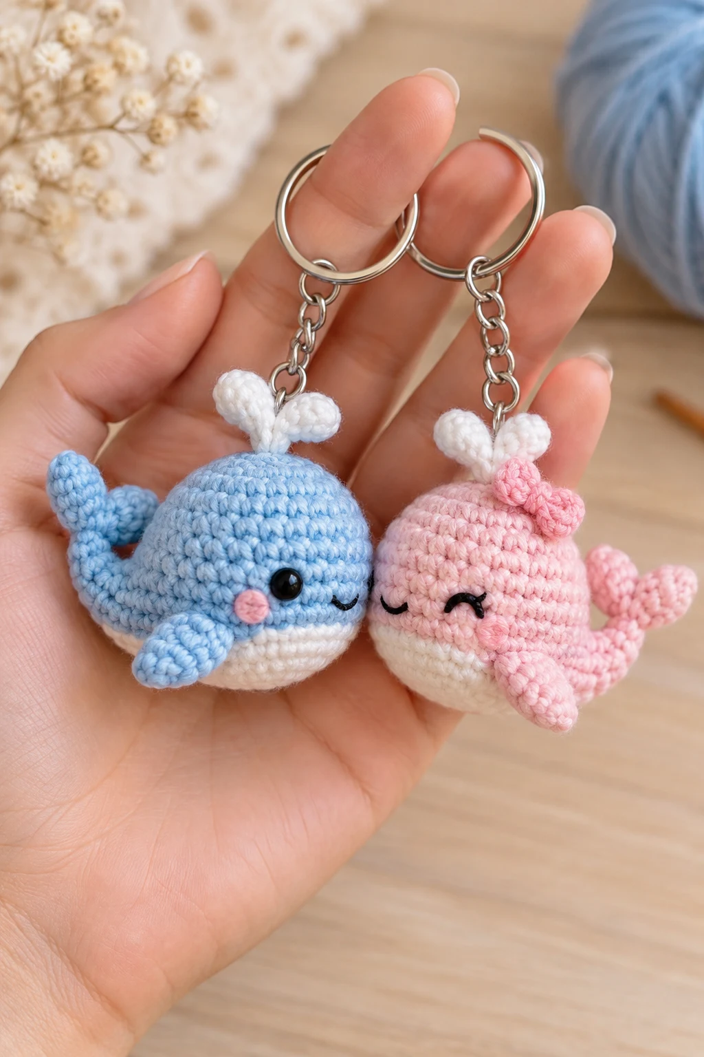Matching Whale Couple Keychains — couple keychain crochet ideas style outfit
