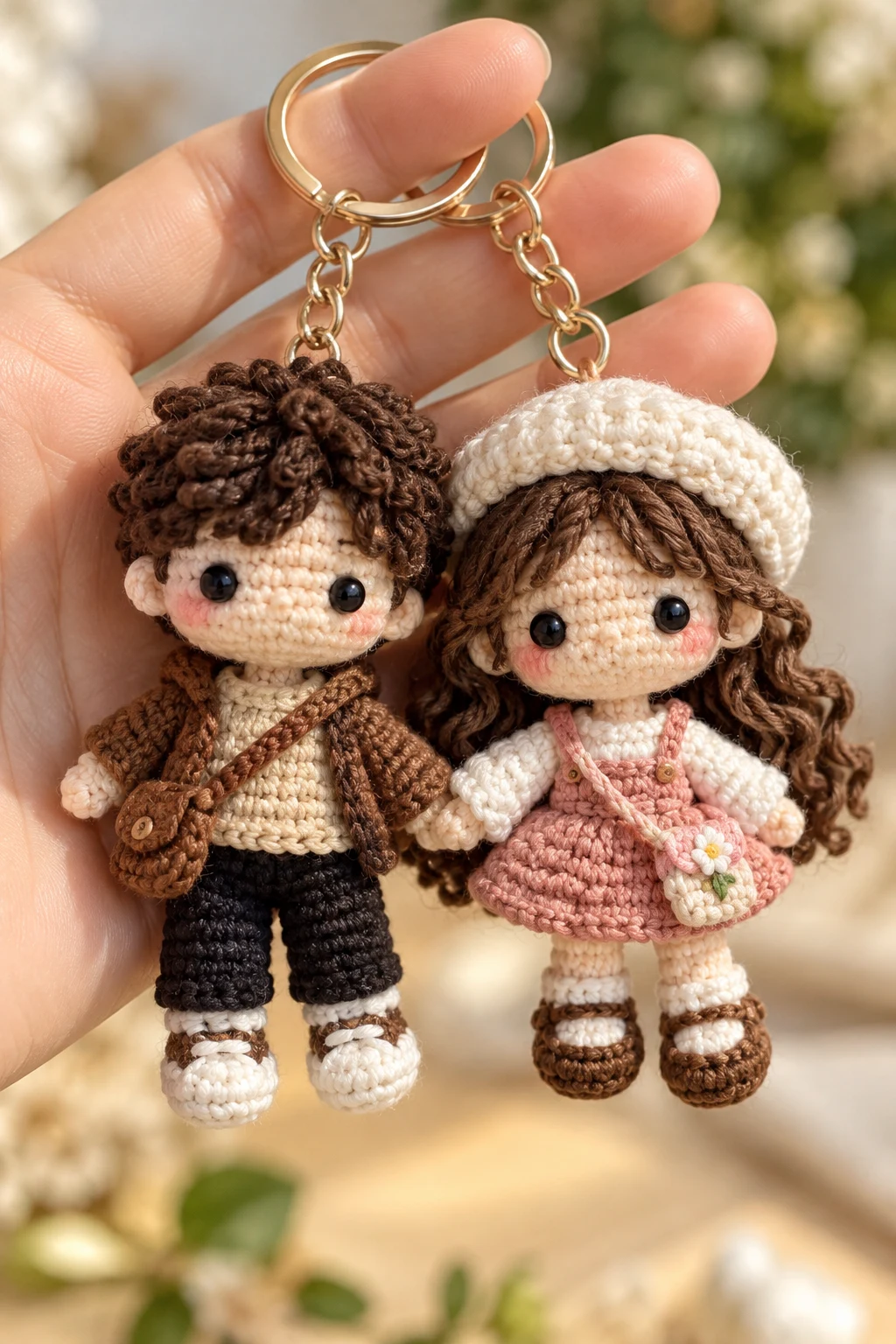 Crochet Mini Human Couple Keychains — couple keychain crochet ideas style outfit