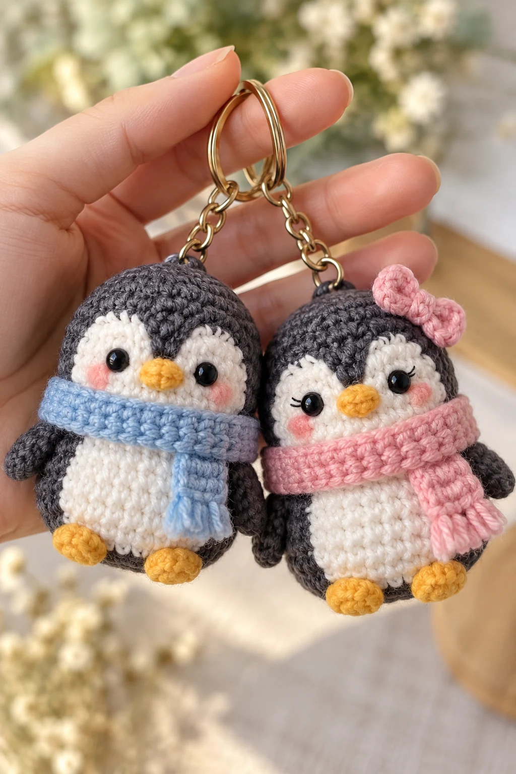 Crochet Penguin Couple Keychains — couple keychain crochet ideas style outfit