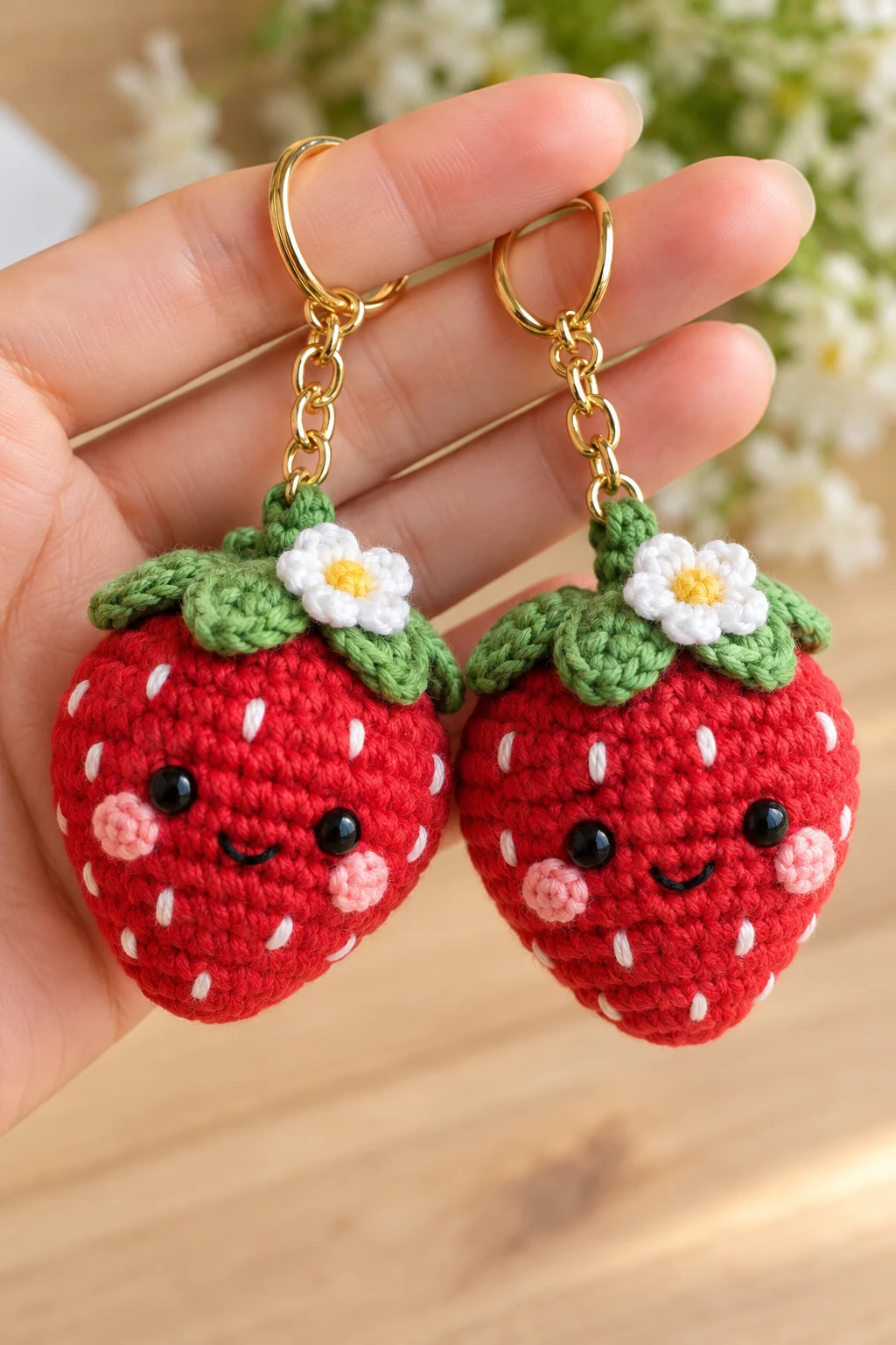 Matching Strawberry Couple Keychains — couple keychain crochet ideas style outfit