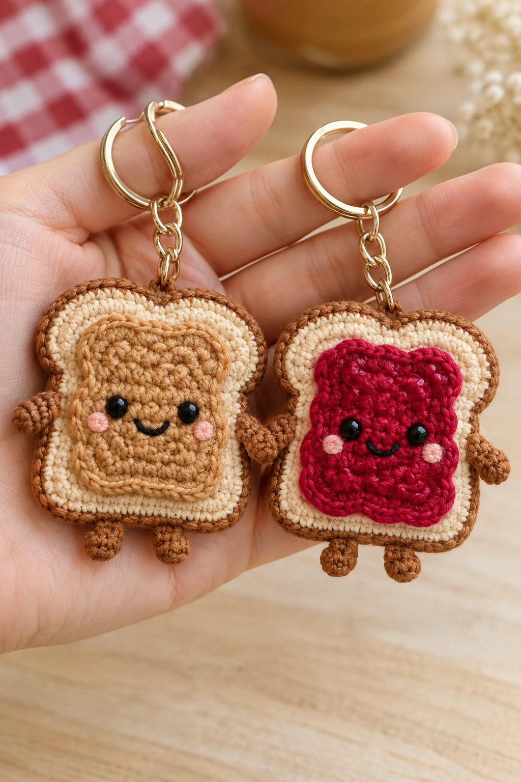Peanut Butter and Jelly Couple Keychains — couple keychain crochet ideas style outfit