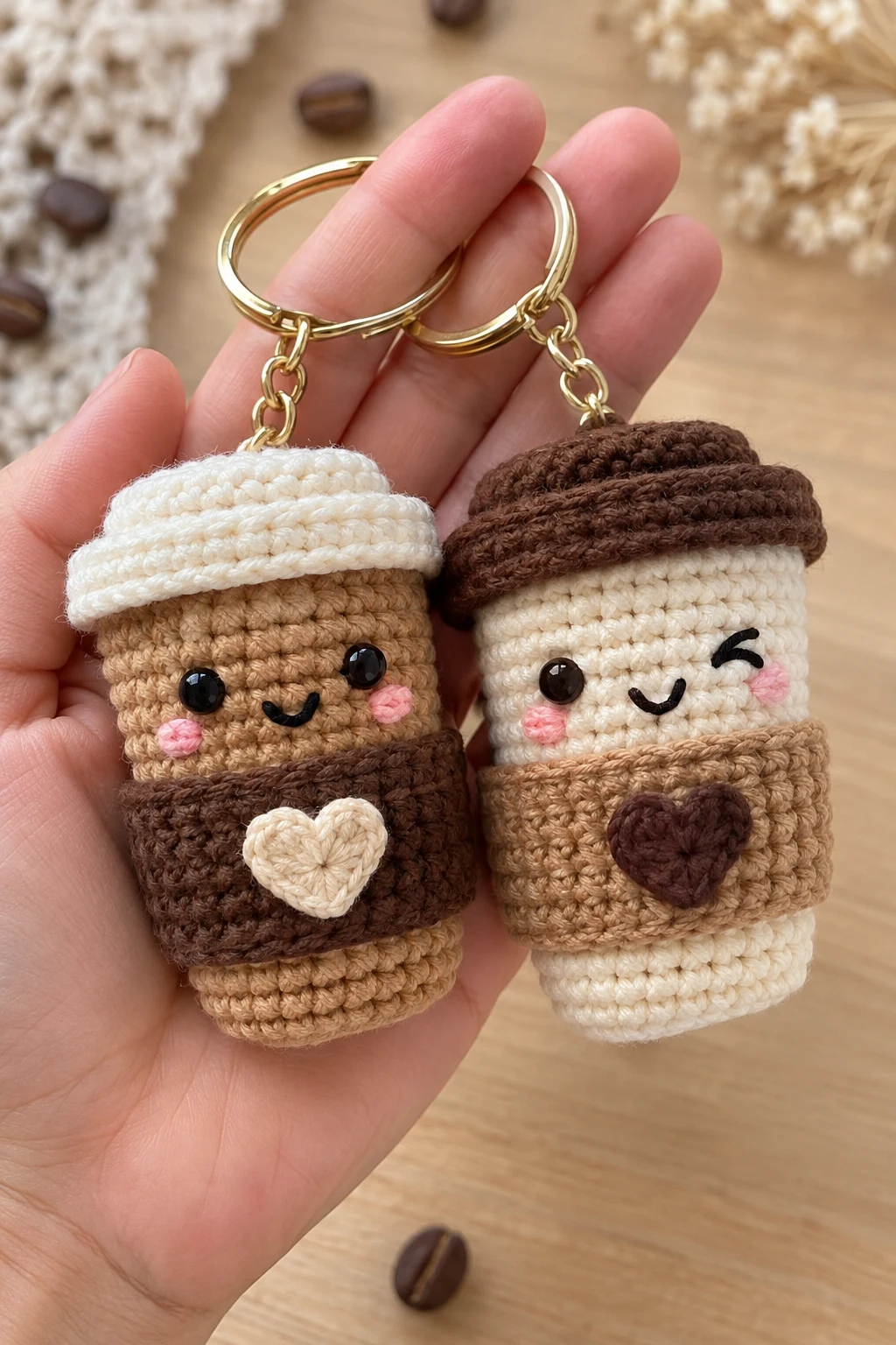 Crochet Coffee Cup Couple Keychains — couple keychain crochet ideas style outfit