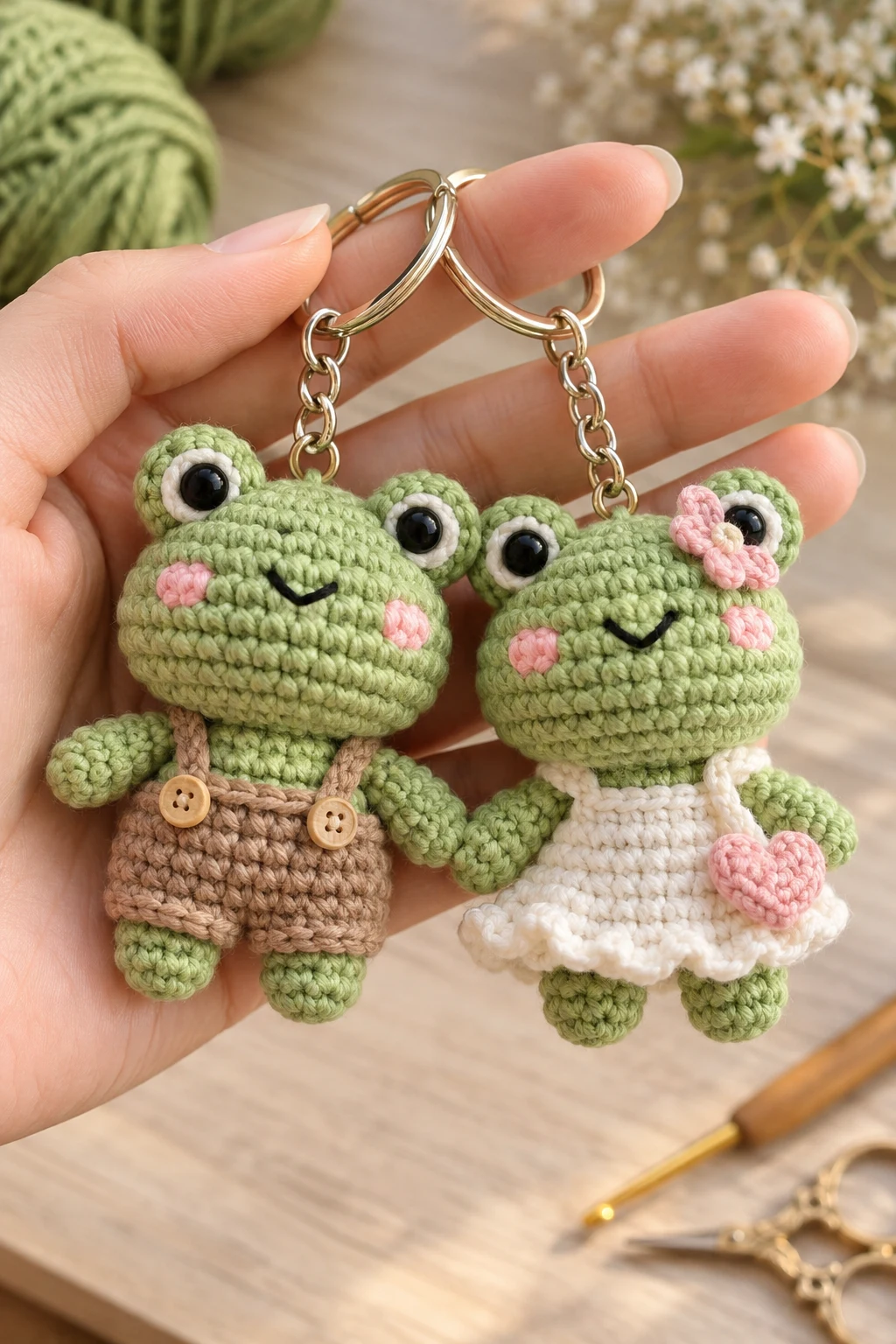 Matching Frog Couple Keychains — couple keychain crochet ideas style outfit