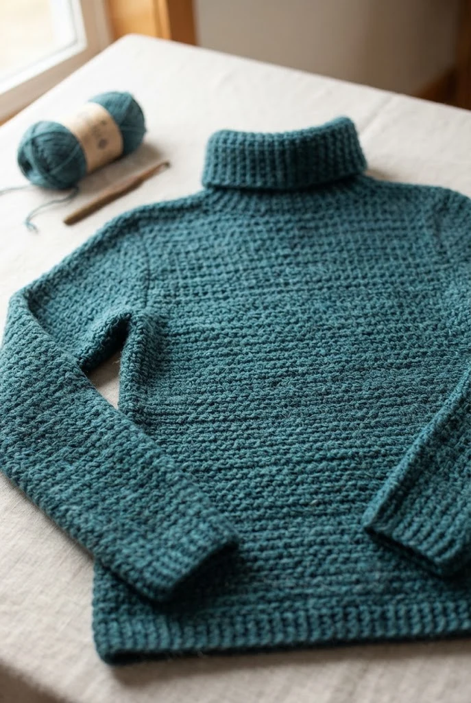 The Teal Textured Turtleneck — crocette top sweater style outfit