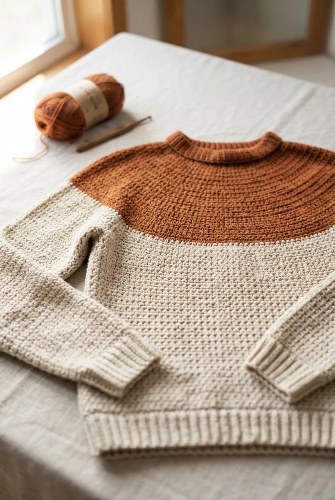 The Burnt Orange Yoke Sweater — crocette top sweater style outfit