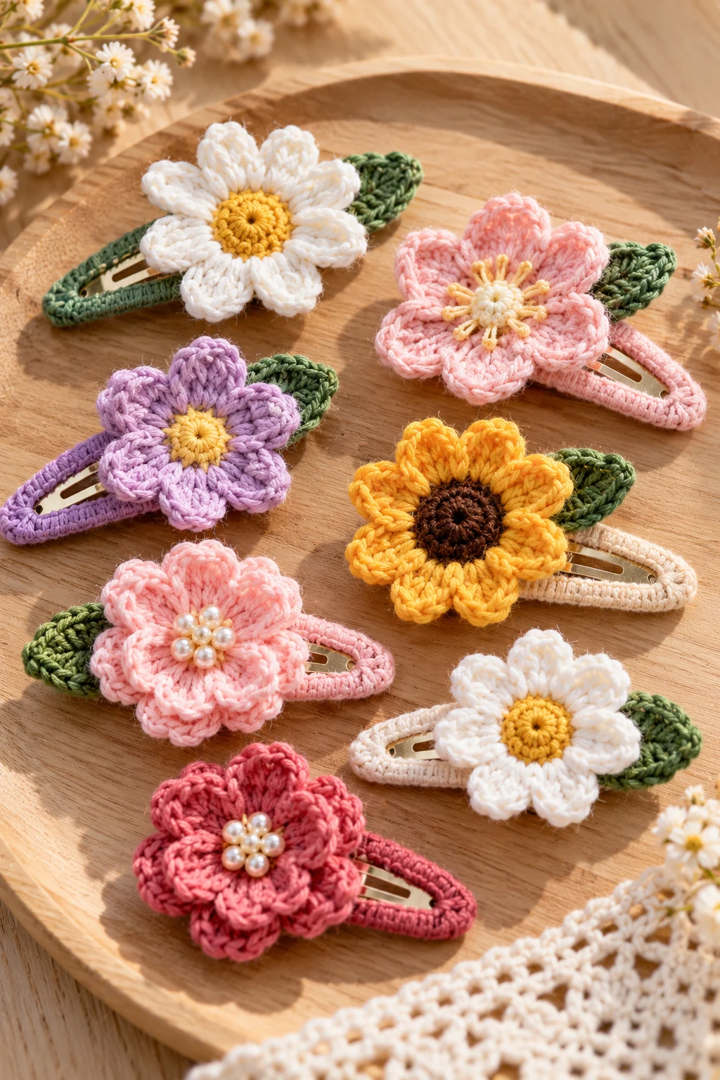 Crochet Flower Hair Clips — crochet accessories