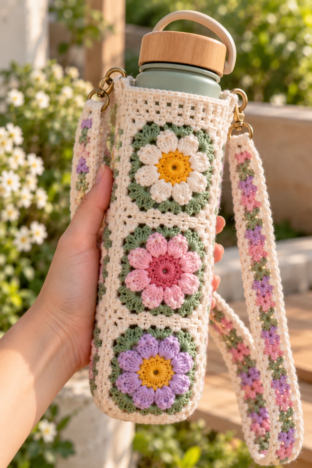A Crochet Water Bottle Holder — crochet accessories
