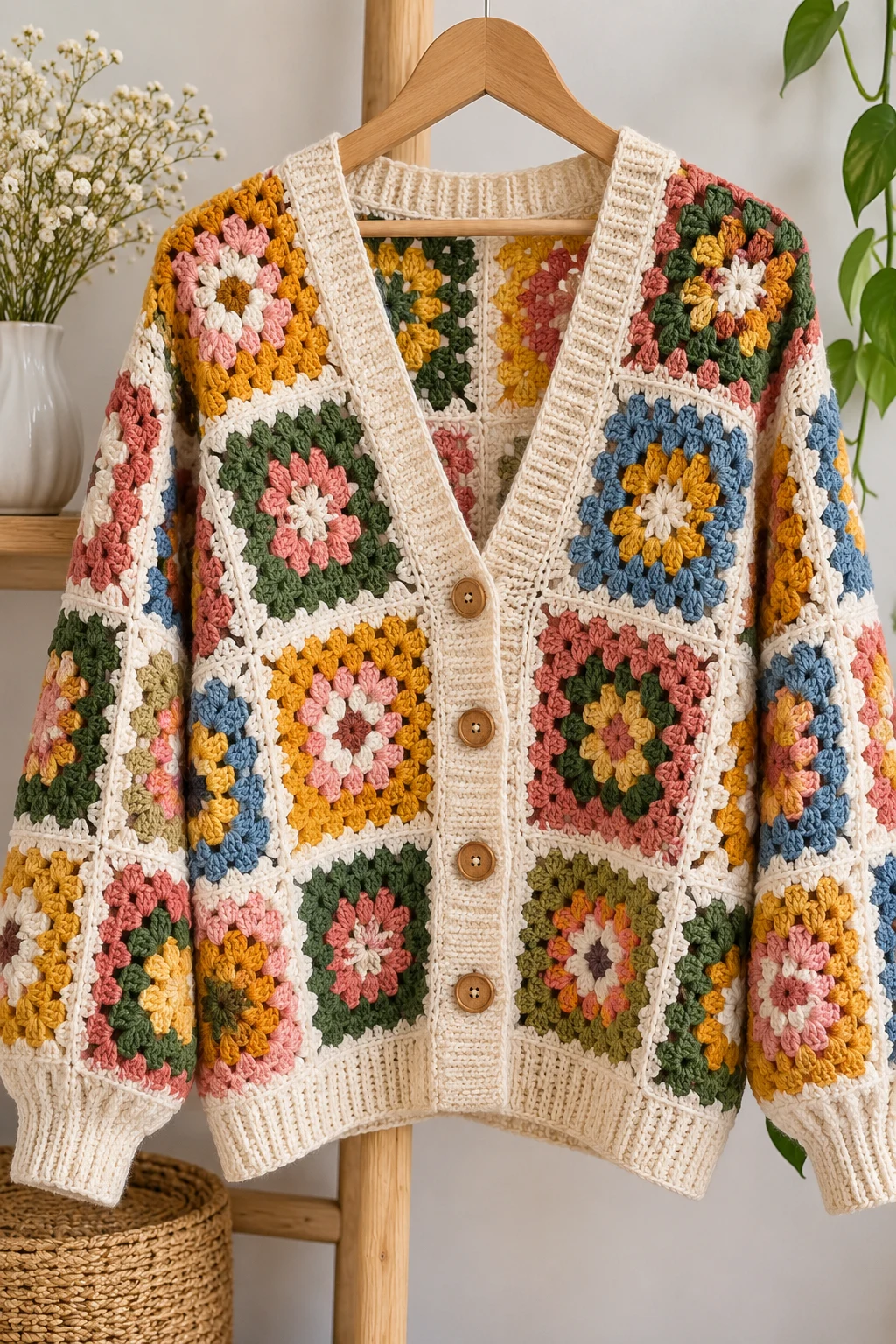 Classic Crochet Granny Square Cardigan — crochet apparel