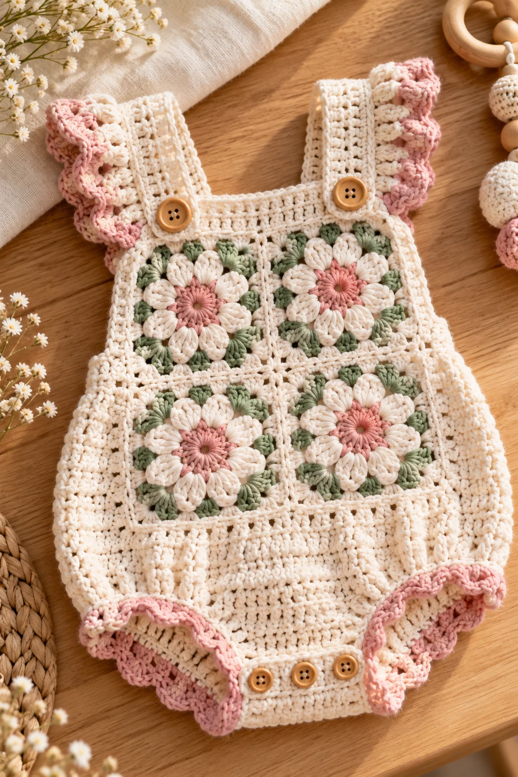 Crocheted Baby Romper — crochet apparel