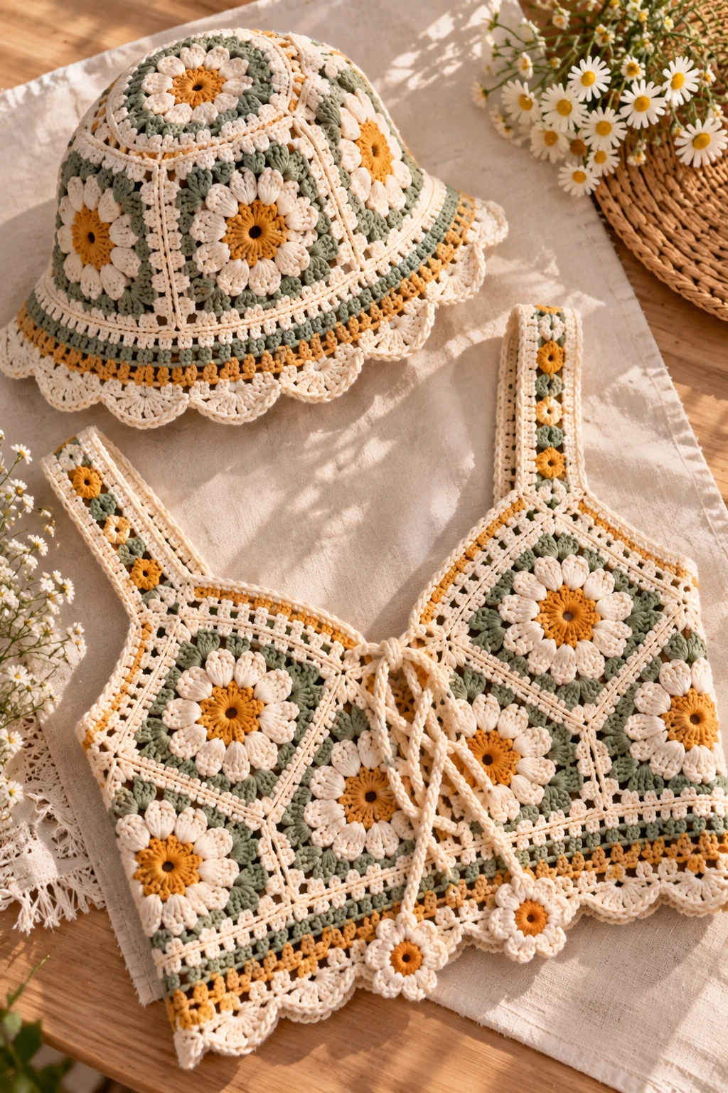 Crochet Bucket Hat and Matching Top — crochet apparel