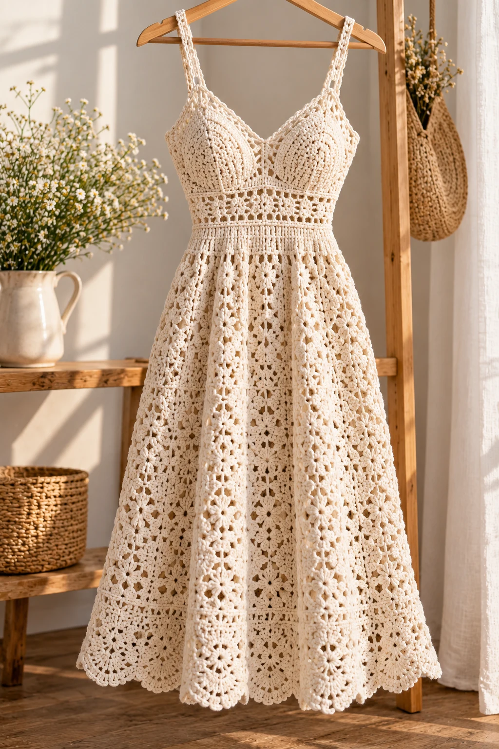 Elegant Crochet Midi Dress — crochet apparel