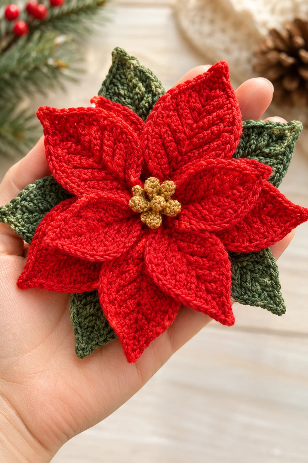 Poinsettia Flower Applique — crochet applique patterns free christmas style outfit