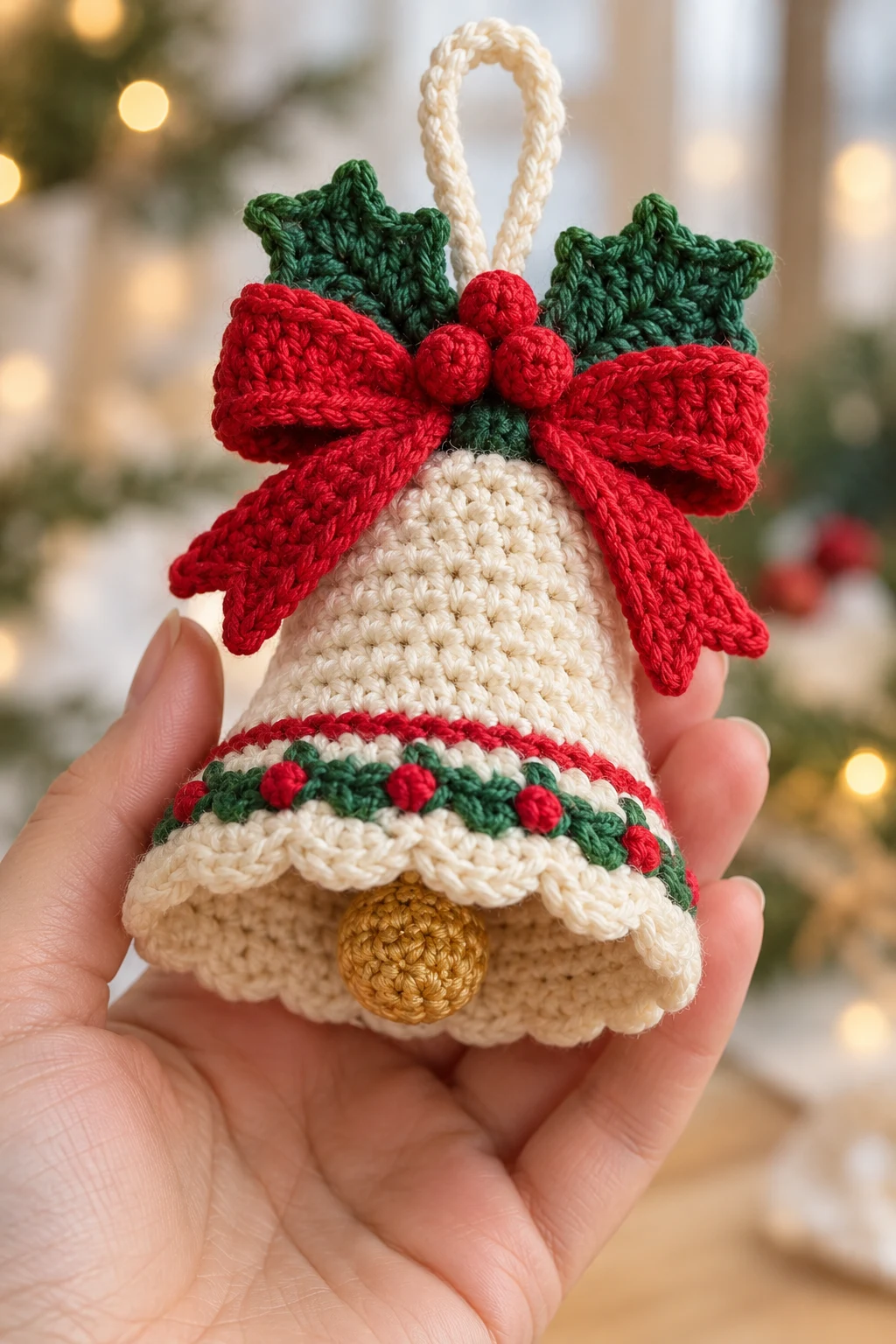 Classic Crochet Christmas Bell — crochet applique patterns free christmas style outfit