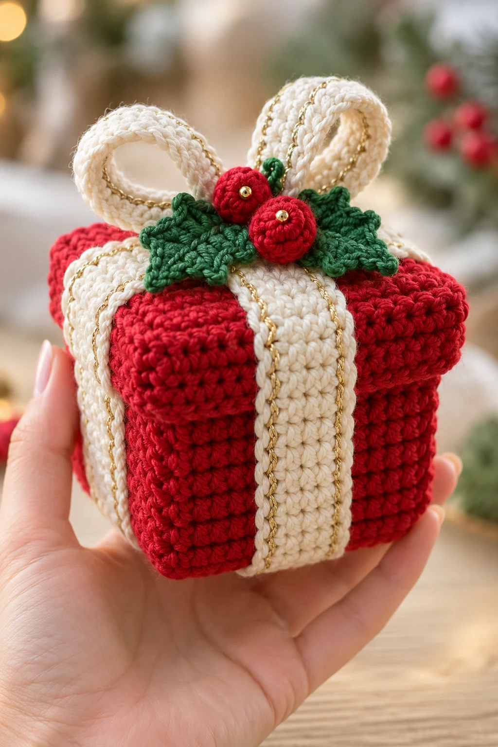 Modern Crochet Christmas Gift Box — crochet applique patterns free christmas style outfit