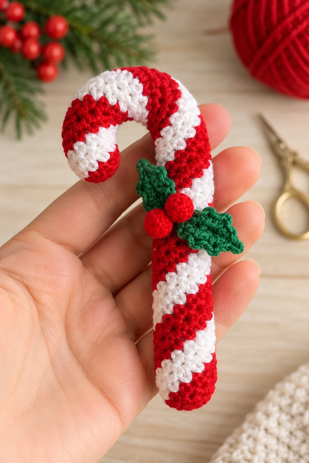Tiny Red-and-White Candy Cane — crochet applique patterns free christmas style outfit