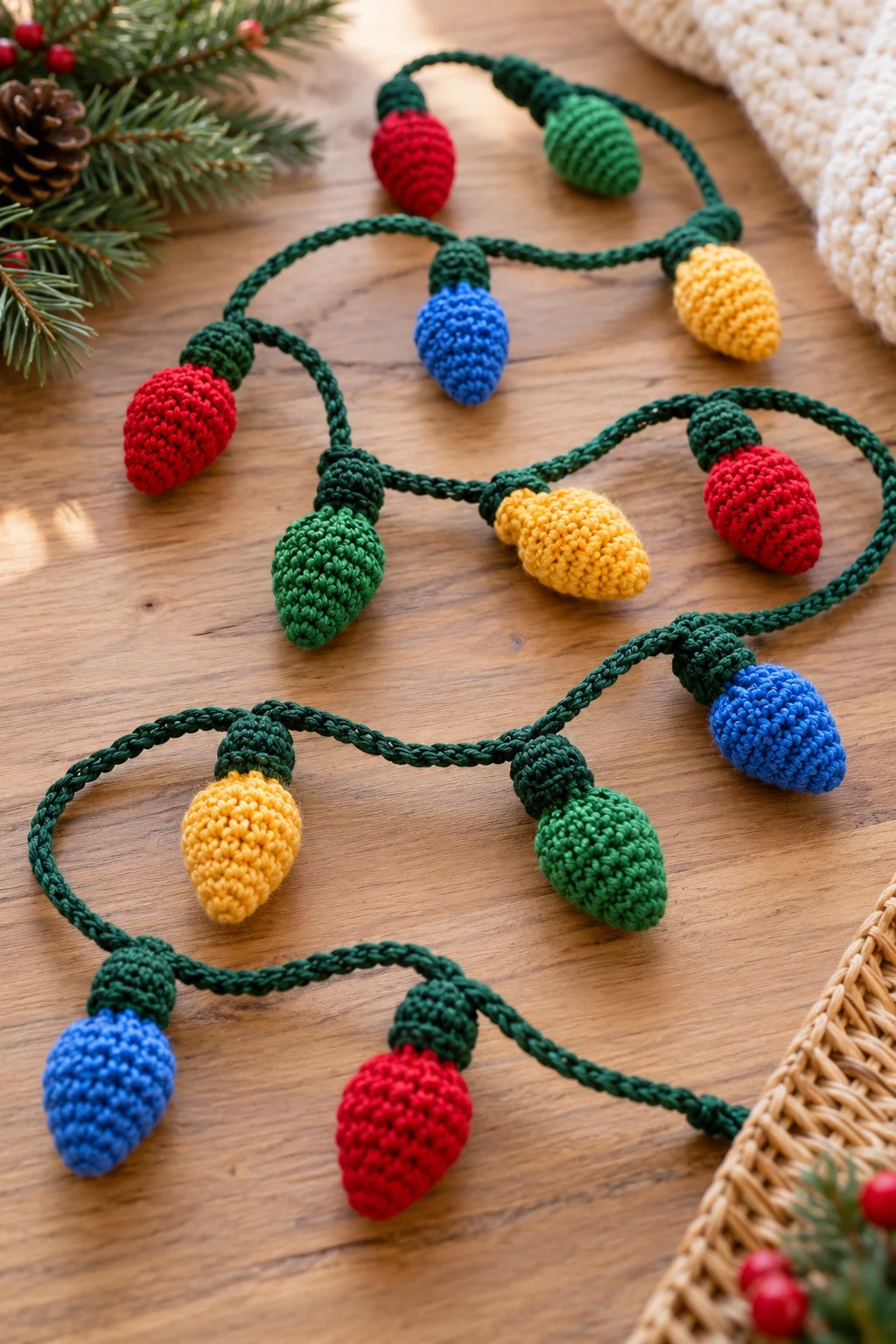Crochet Christmas Lights Garland Motifs — crochet applique patterns free christmas style outfit