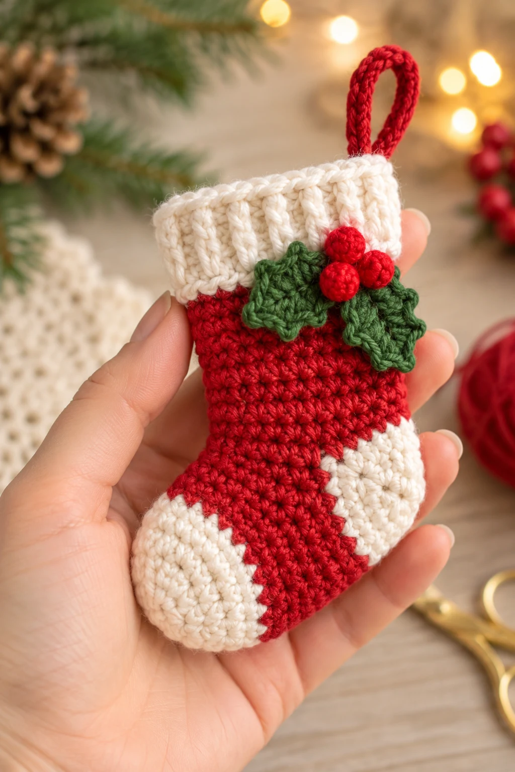 Mini Crochet Christmas Stocking — crochet applique patterns free christmas style outfit