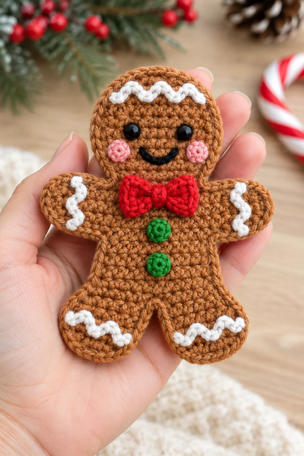 Smiling Gingerbread Man — crochet applique patterns free christmas style outfit