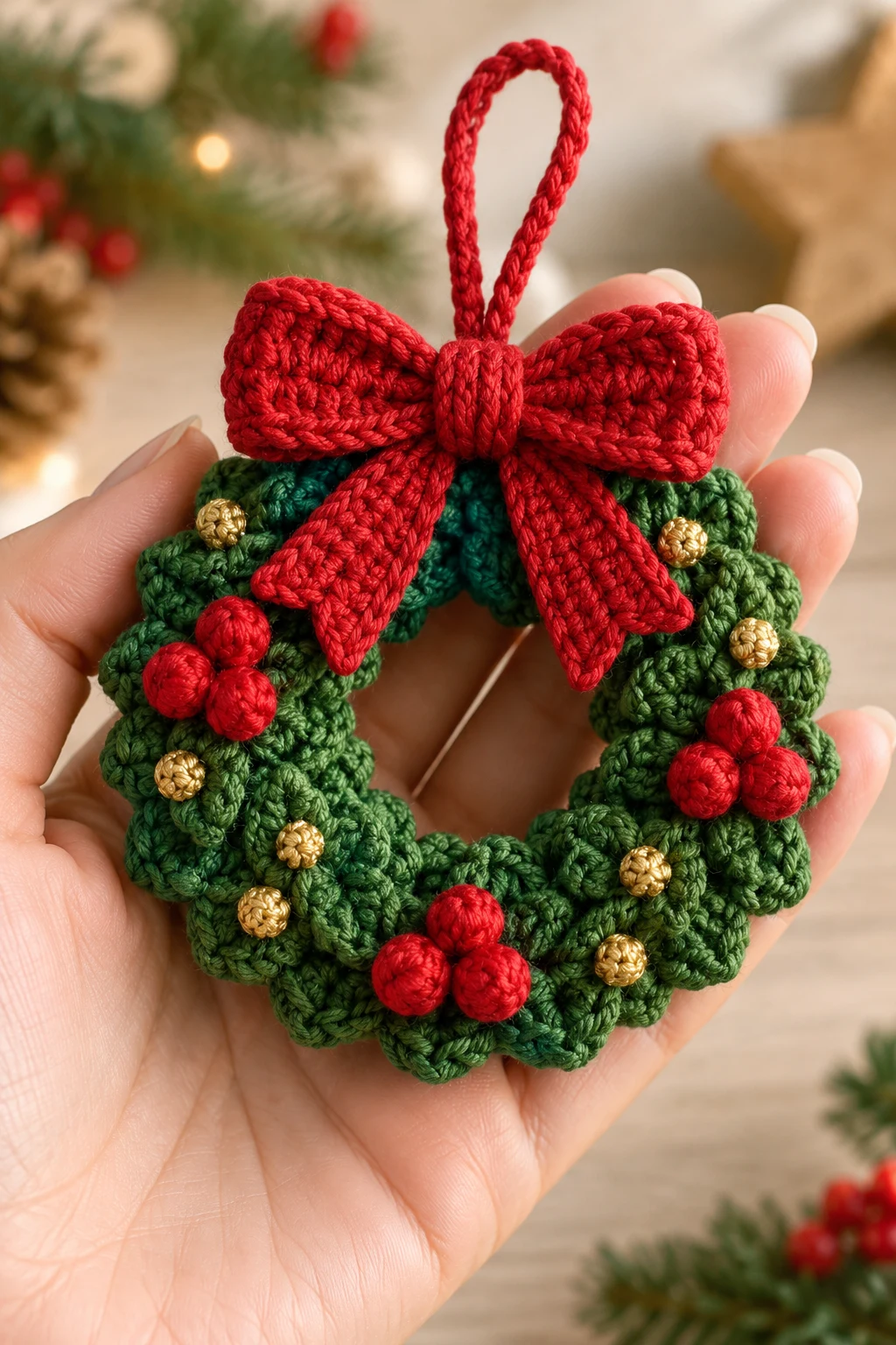 Mini Christmas Wreath — crochet applique patterns free christmas style outfit