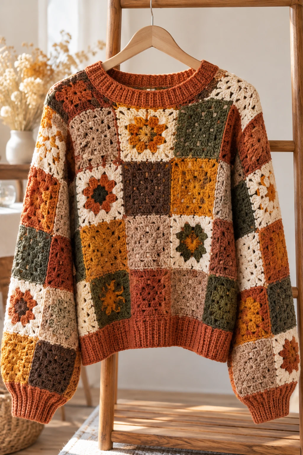 The Autumn Crochet Patchwork Sweater — crochet autumn clothes style outfit