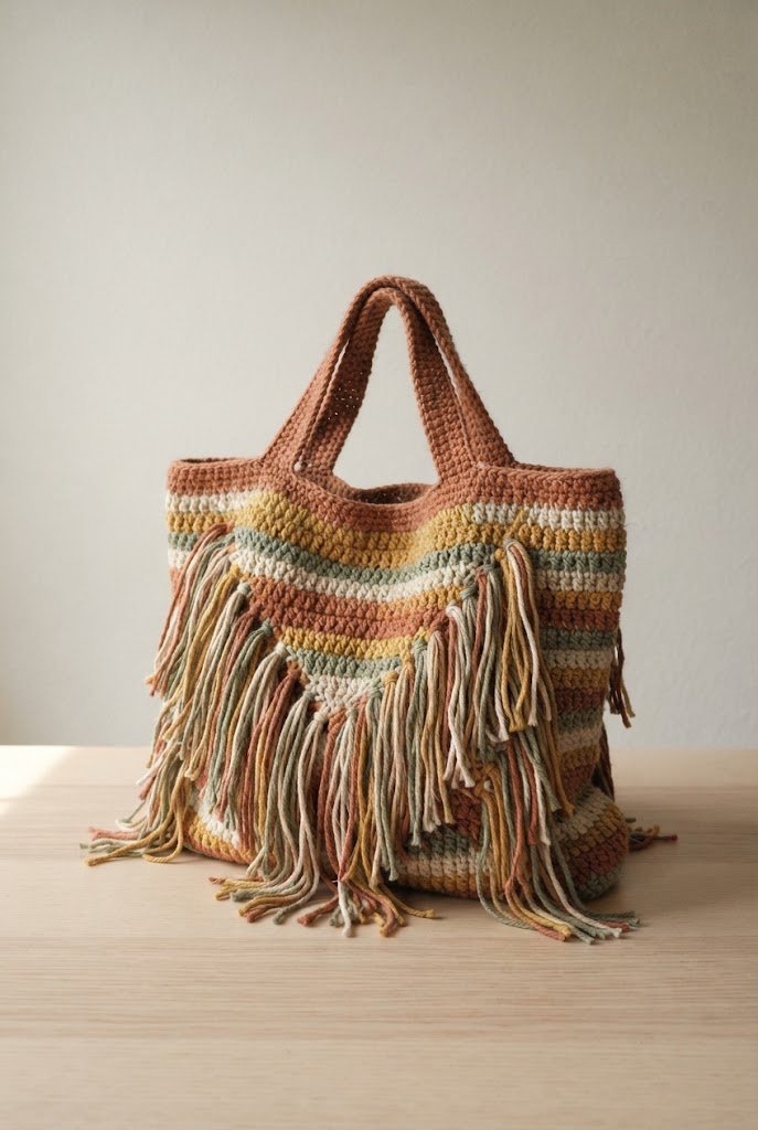 Boho Fringe Festival Tote — crochet baby bag style outfit