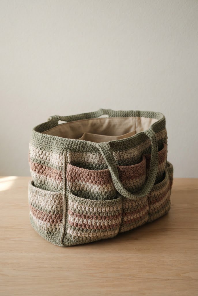 The Multi-Pocket Diaper Station Tote — crochet baby bag style outfit