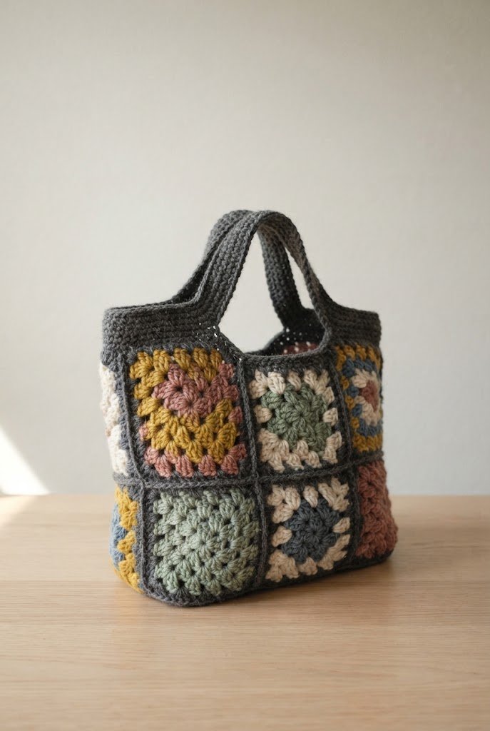 Modern Granny Square Diaper Bag — crochet baby bag style outfit