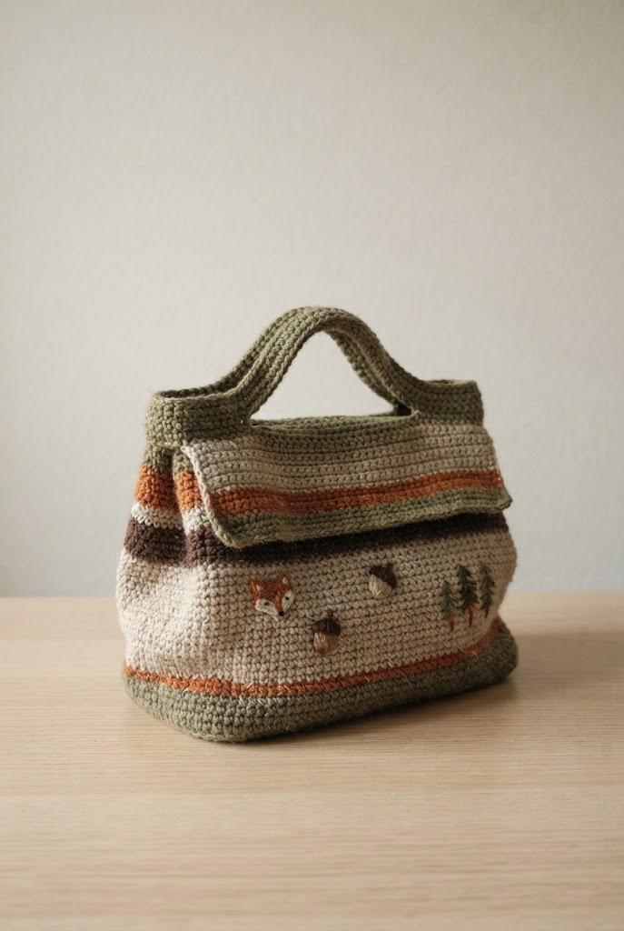 Woodland Forest Motif Satchel — crochet baby bag style outfit