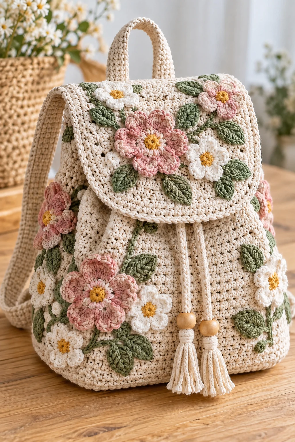 Floral Crochet Backpack — Crochet Backpack Patterns style outfit
