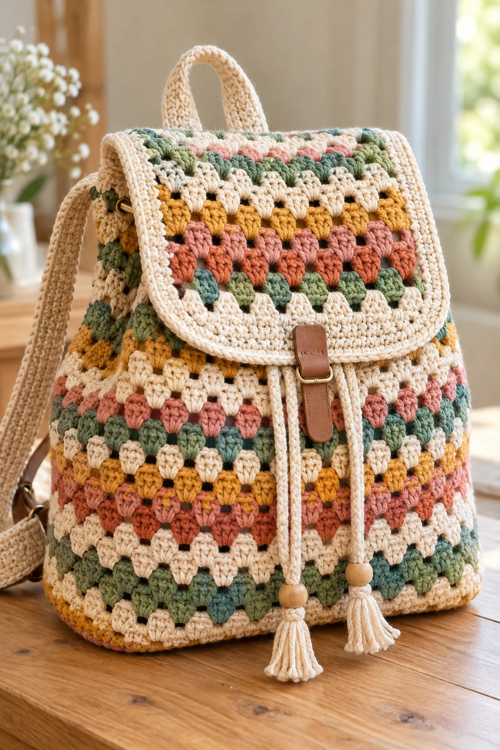 Granny Stripe Backpack With a Modern Twist — Crochet Backpack Patterns style outfit