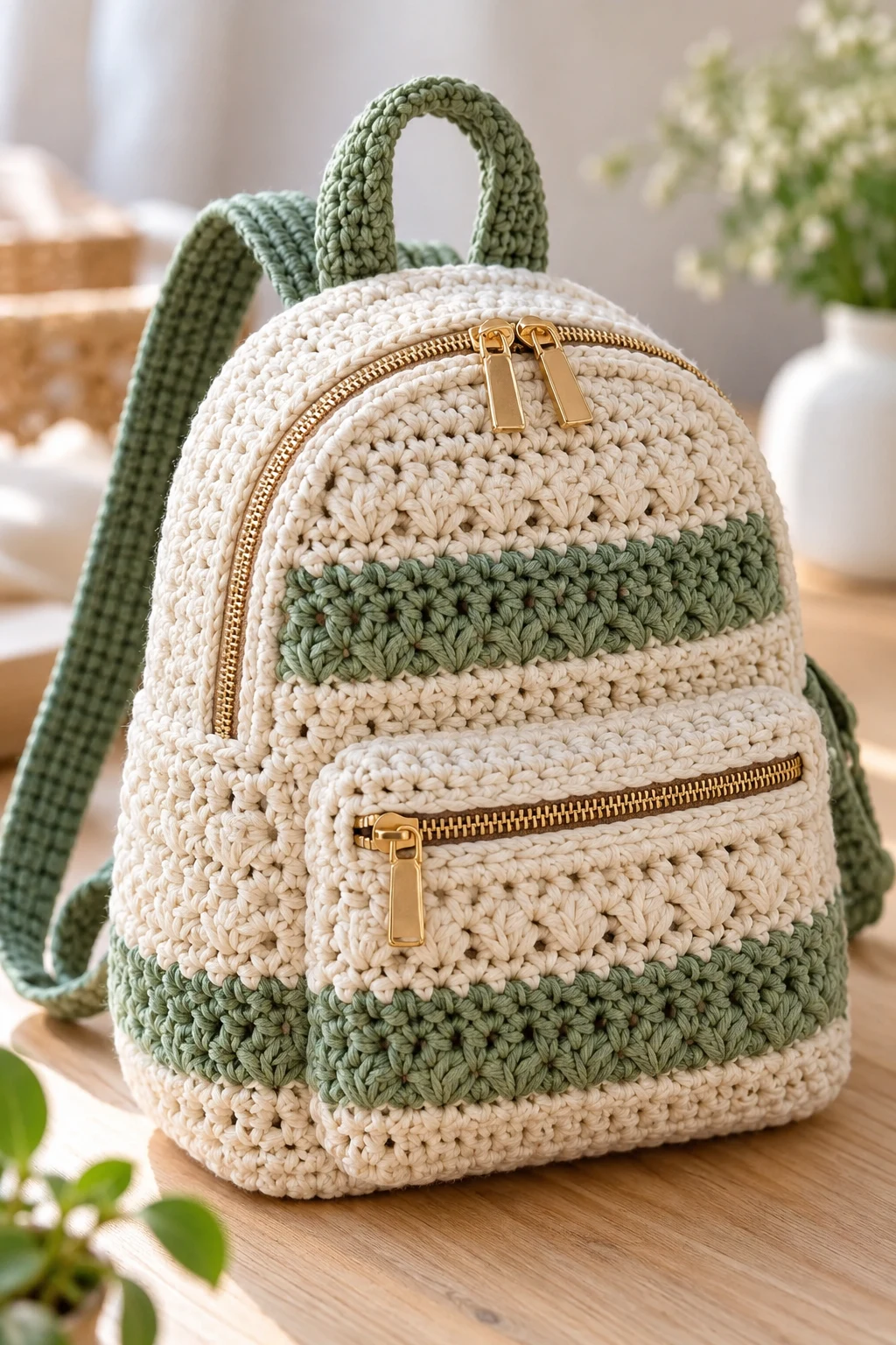 Compact Crochet Backpack With a Zipper — Crochet Backpack Patterns style outfit