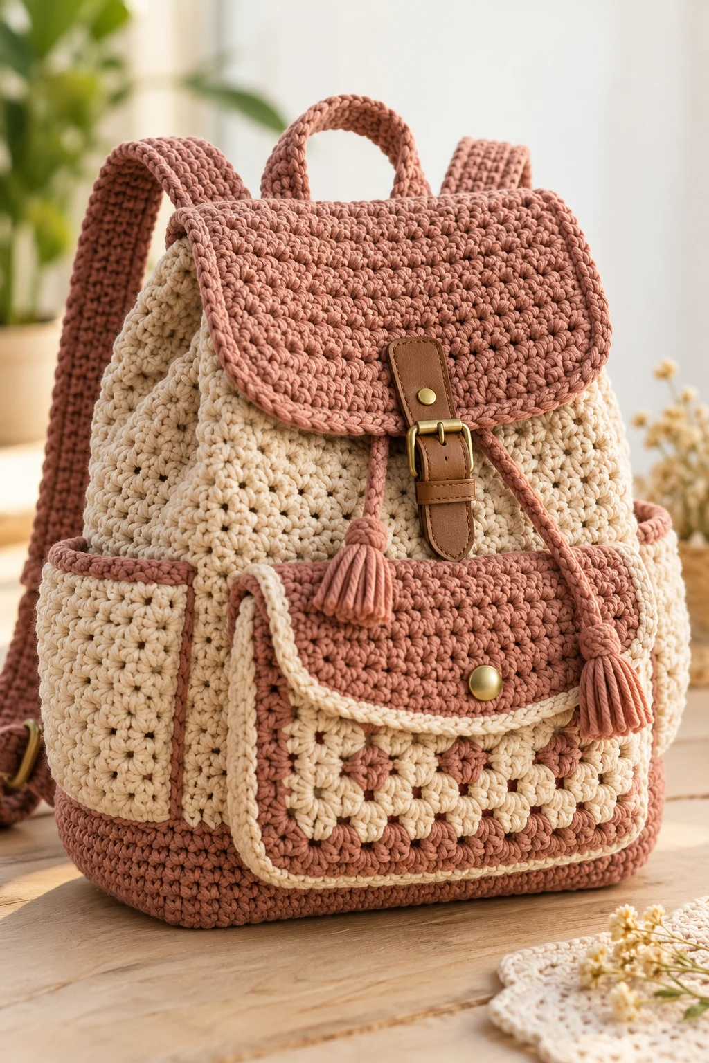 Crochet Backpack With a Front Pocket — Crochet Backpack Patterns style outfit