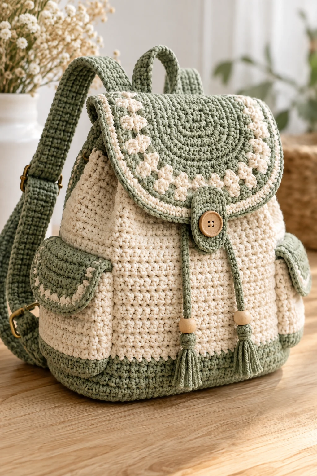 Crochet Backpack With a Front Flap — Crochet Backpack Patterns style outfit