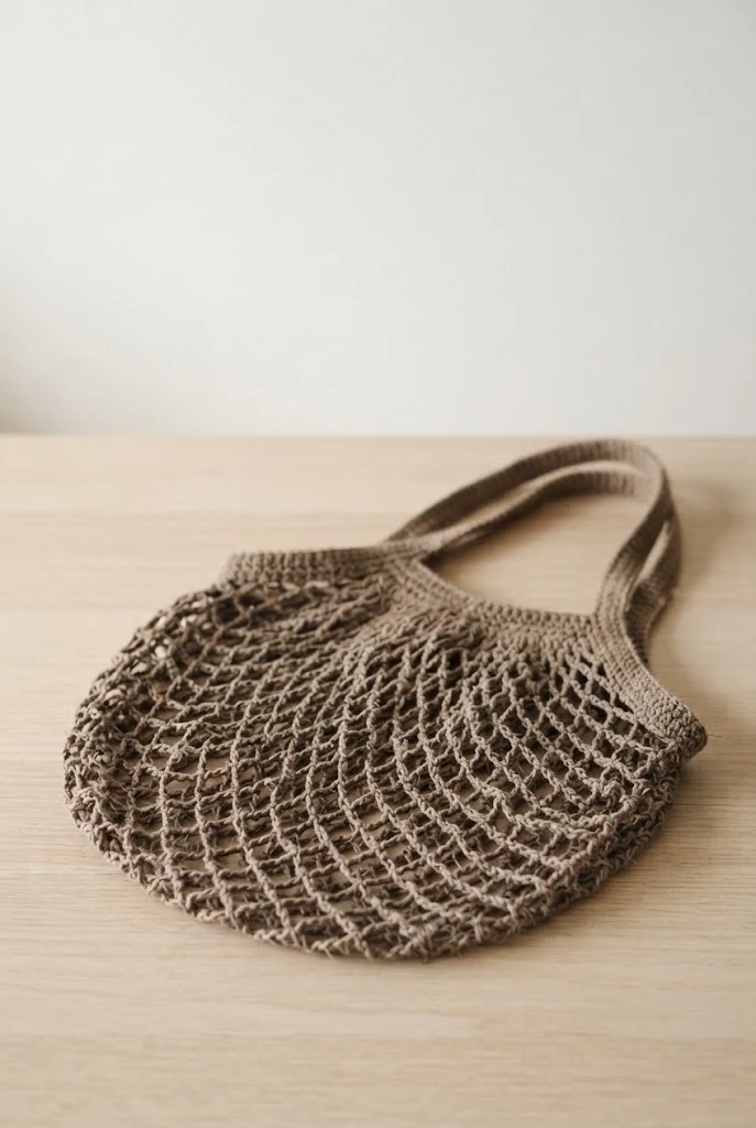 Raw Umber Market Net Bag — crochet bag brown style outfit
