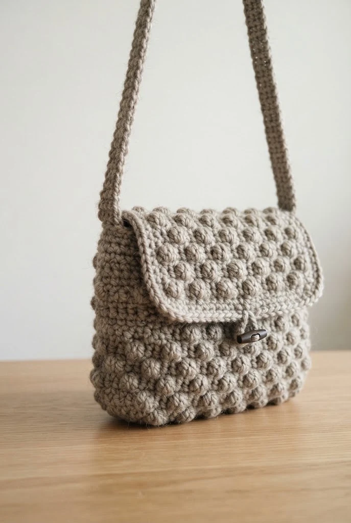 Oatmeal Textured Flap Purse — crochet bag brown style outfit