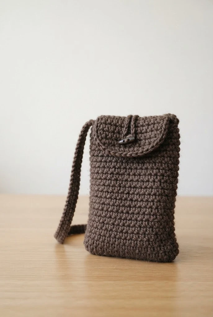 Cocoa Bean Phone Pouch — crochet bag brown style outfit
