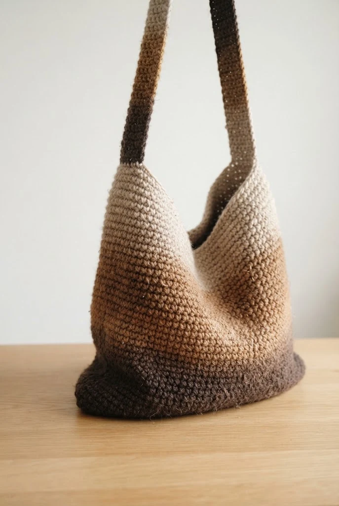 Earthy Ombre Slouch Bag — crochet bag brown style outfit