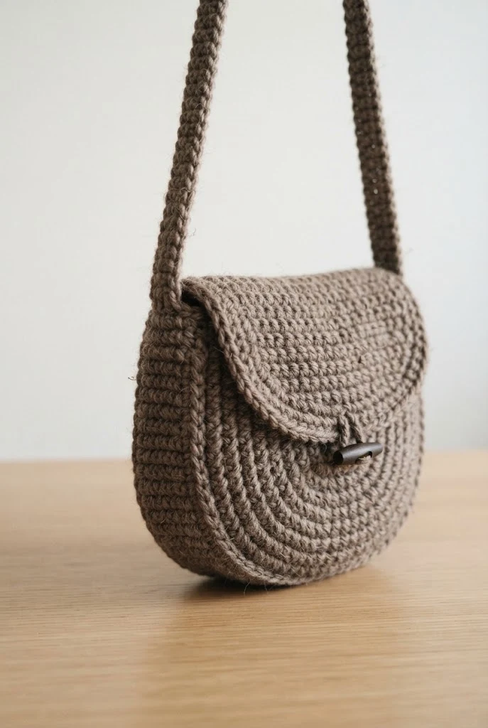 Hazelnut Half-Moon Saddle Bag — crochet bag brown style outfit