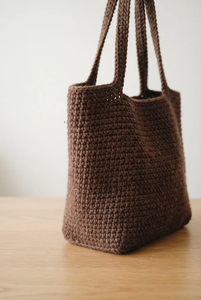 Mahogany Square-Bottom Tote — crochet bag brown style outfit