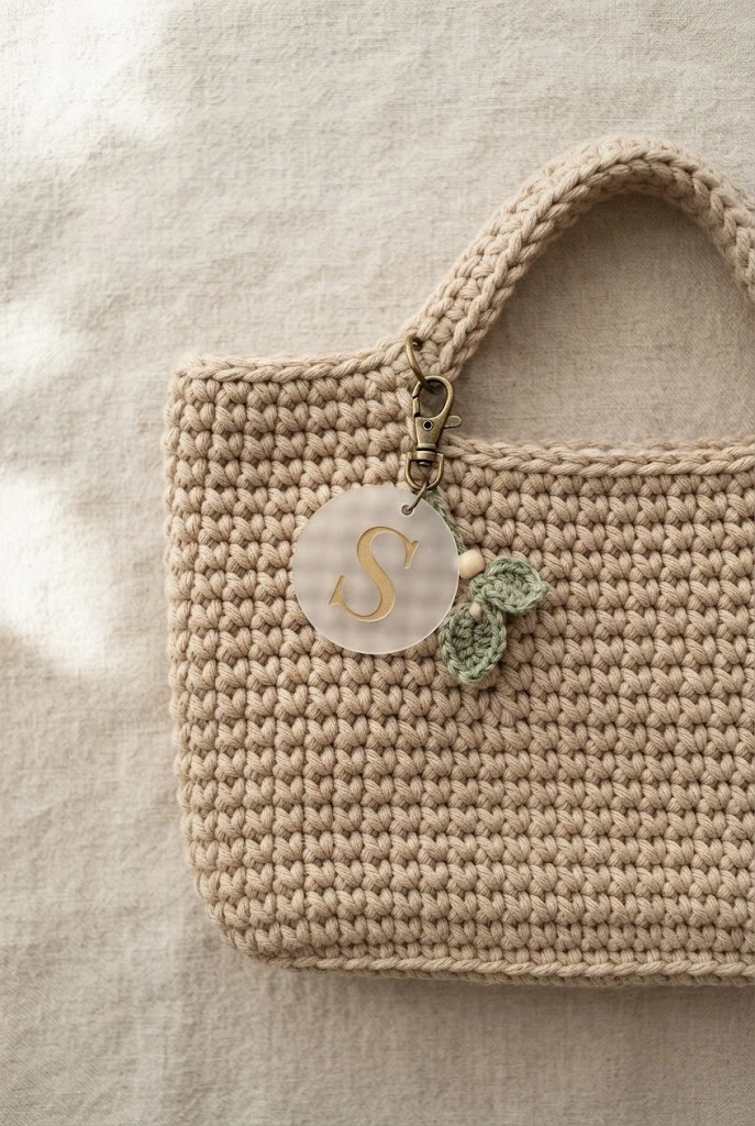 Custom Acrylic Initial Tags — crochet bag decoration