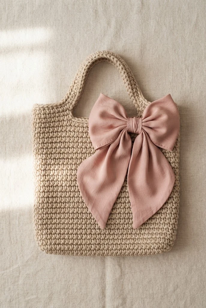 Oversized Statement Silk Bows — crochet bag decoration